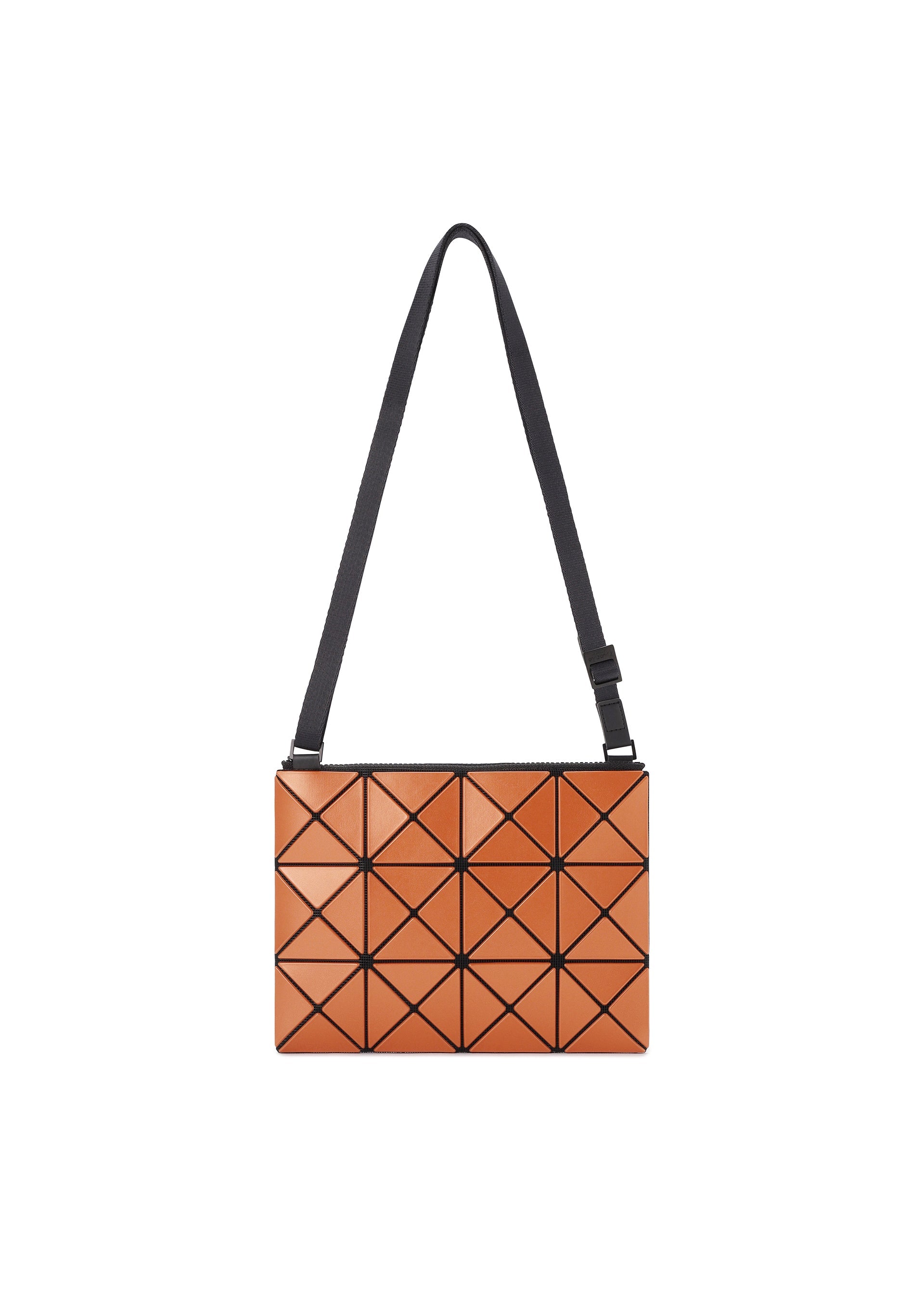 A product shot of the BAO BAO ISSEY MIYAKE LUCENT METALLIC crossbody in orange brown (47).