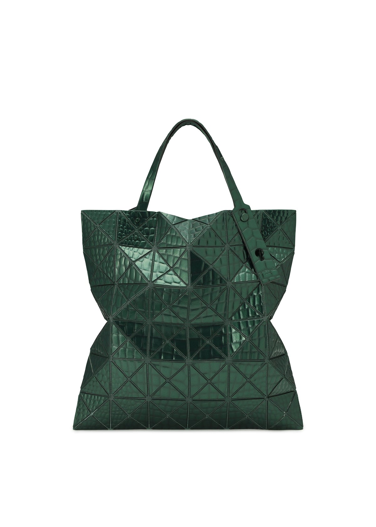 A product shot of the BAO BAO ISSEY MIYAKE META KAIJU tote in deep green (66).
