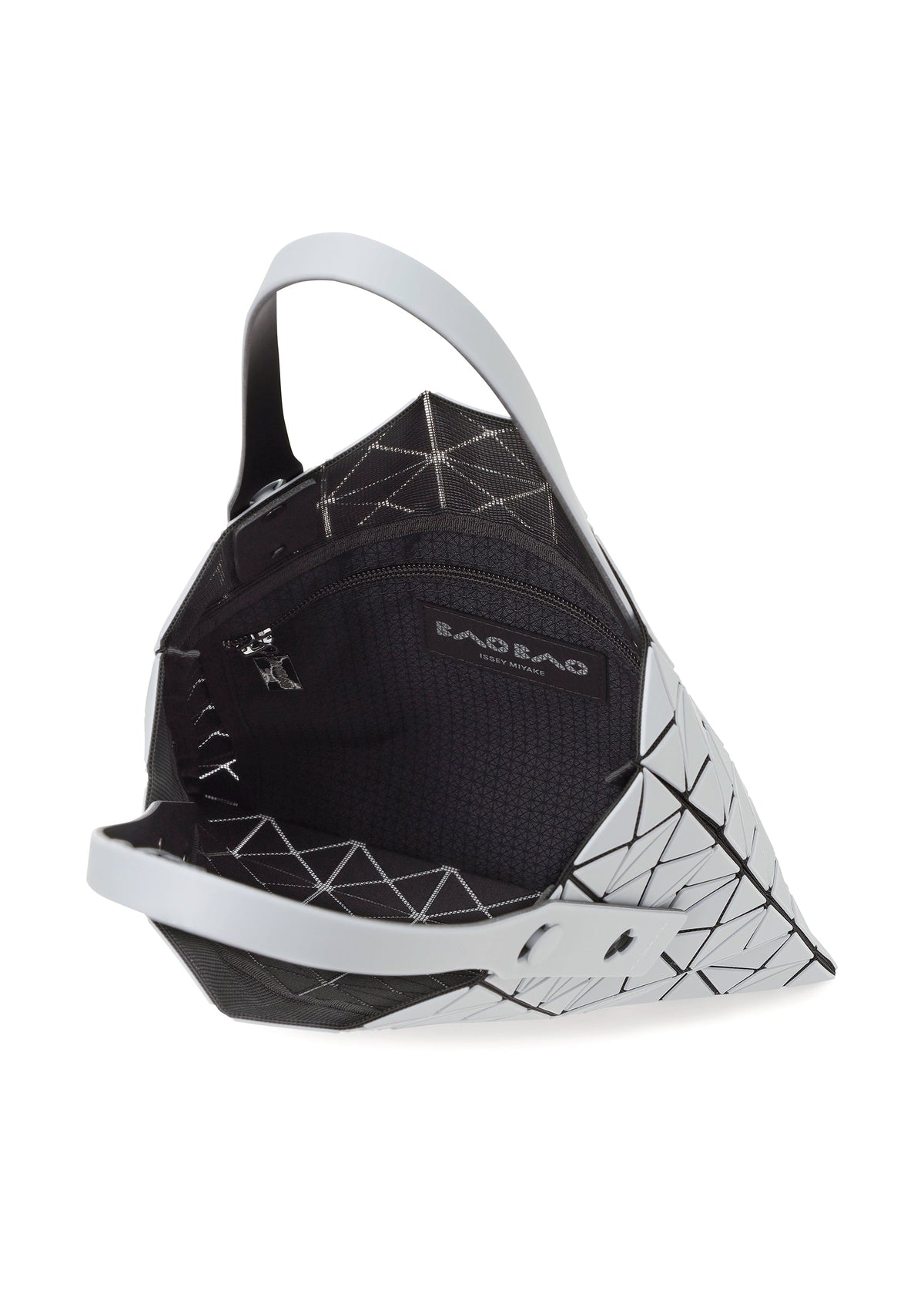 A detail shot of the BAO BAO ISSEY MIYAKE PRISM FROST tote.
