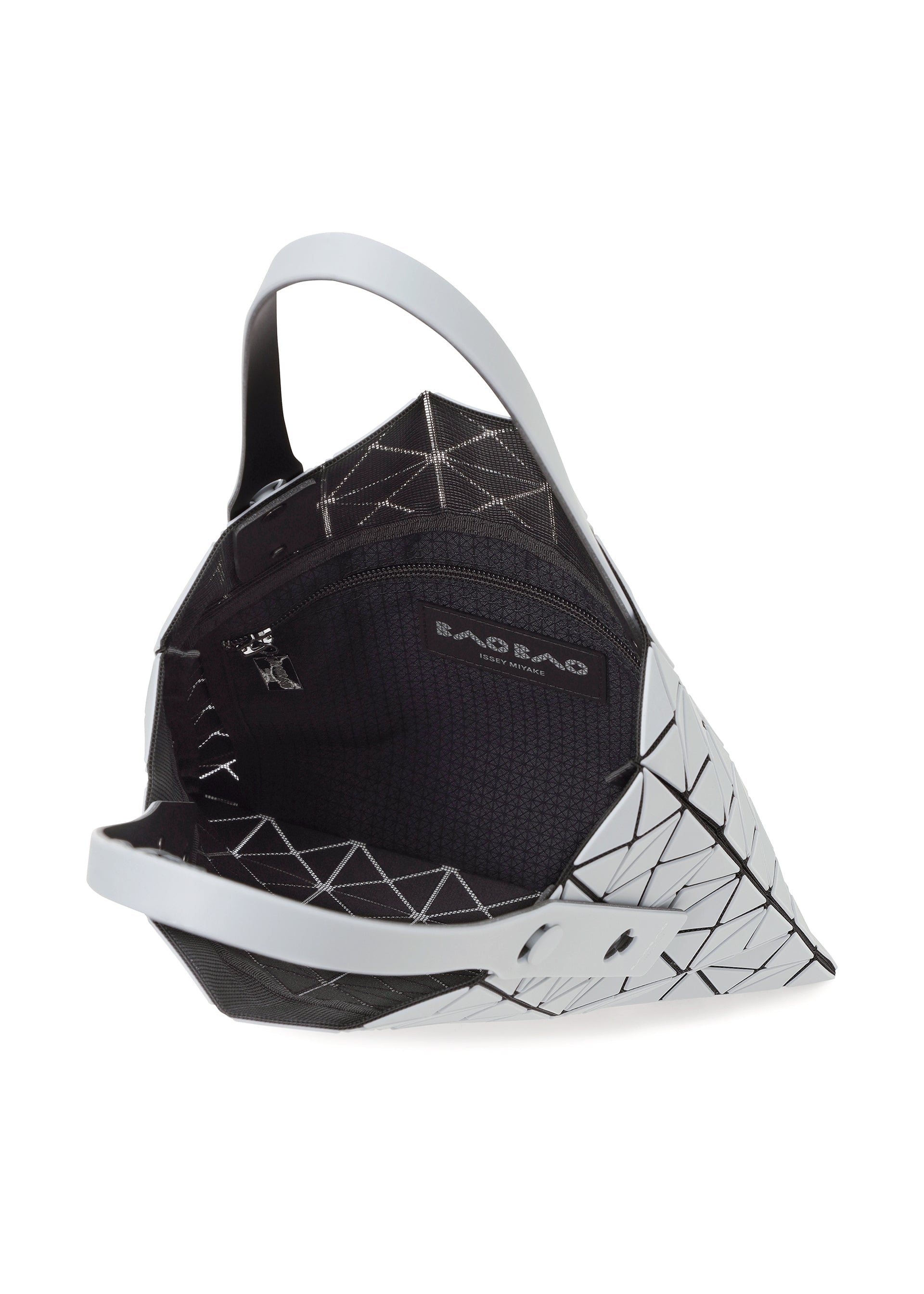 A detail shot of the BAO BAO ISSEY MIYAKE PRISM FROST tote.