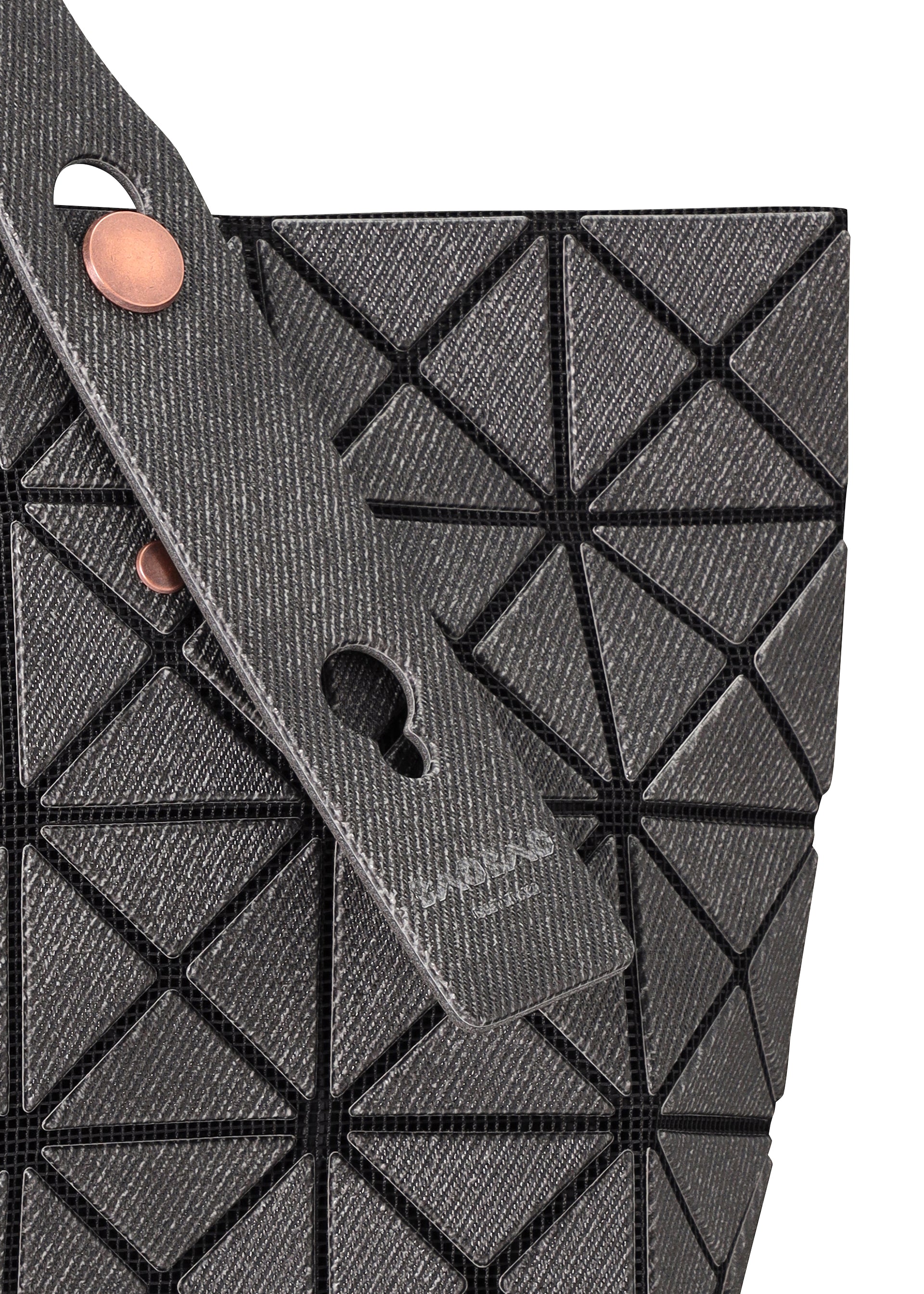 A detail shot of the BAO BAO ISSEY MIYAKE PRISM DENIM tote.