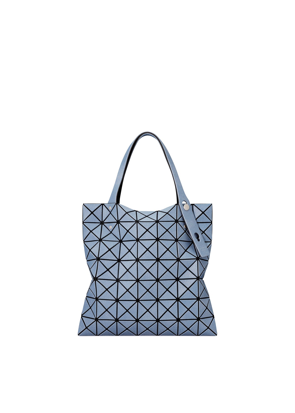A product shot of the BAO BAO ISSEY MIYAKE PRISM DENIM tote in blue.