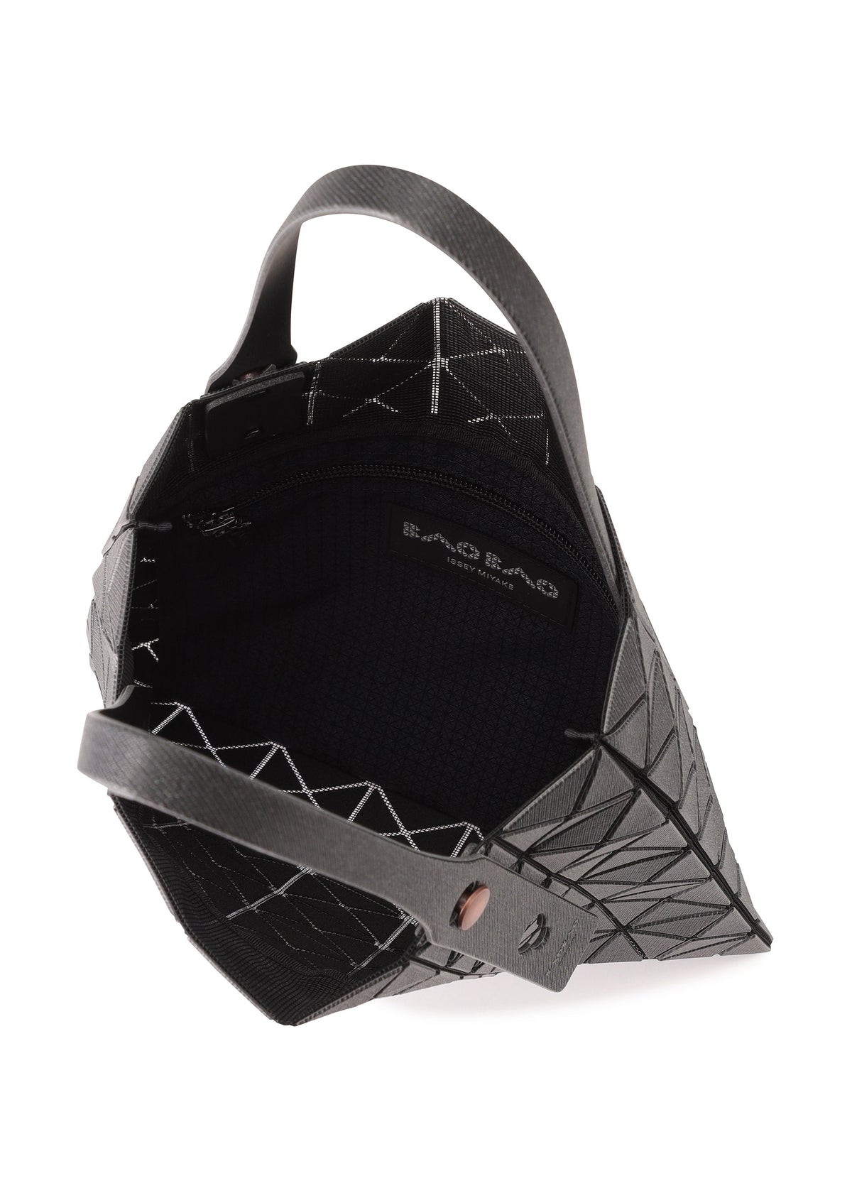 A detail shot of the BAO BAO ISSEY MIYAKE PRISM DENIM tote.