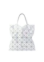 A product shot of the BAO BAO ISSEY MIYAKE LUCENT METALLIC tote in snow white (03).