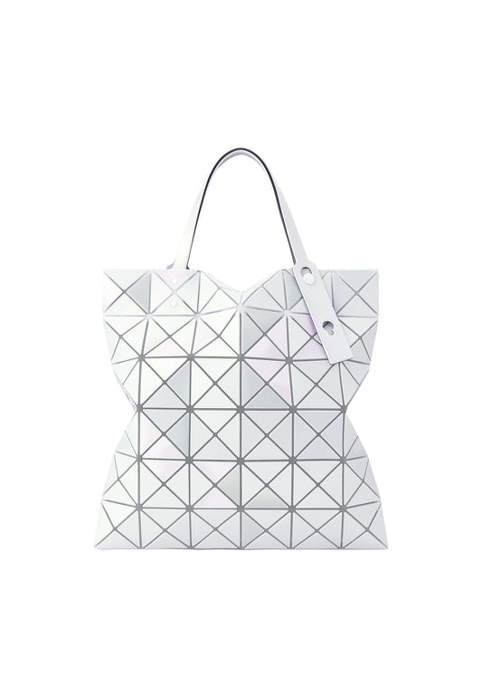 A product shot of the BAO BAO ISSEY MIYAKE LUCENT METALLIC tote in snow white (03).
