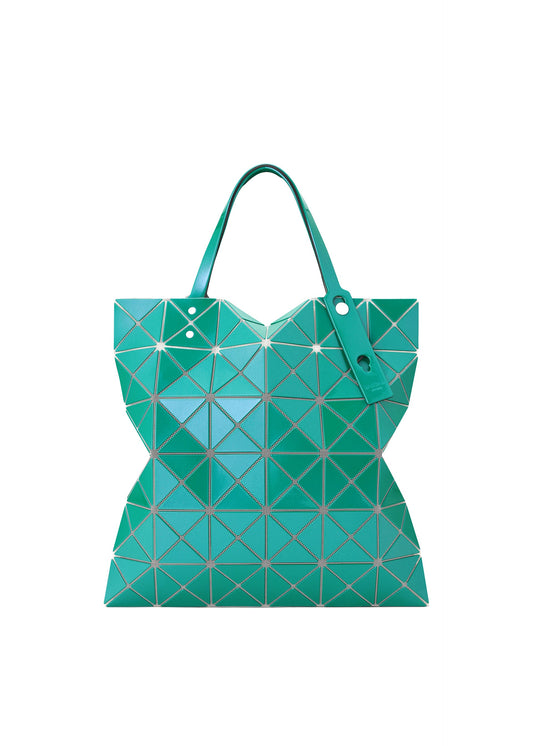 A product shot of the BAO BAO ISSEY MIYAKE LUCENT METALLIC tote in water green (64).