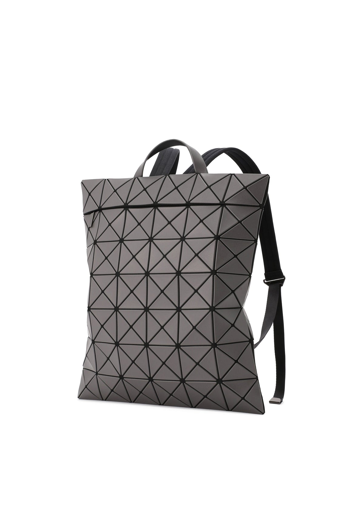 A product shot of the BAO BAO ISSEY MIYAKE FLAT PACK backpack in charcoal grey (14).