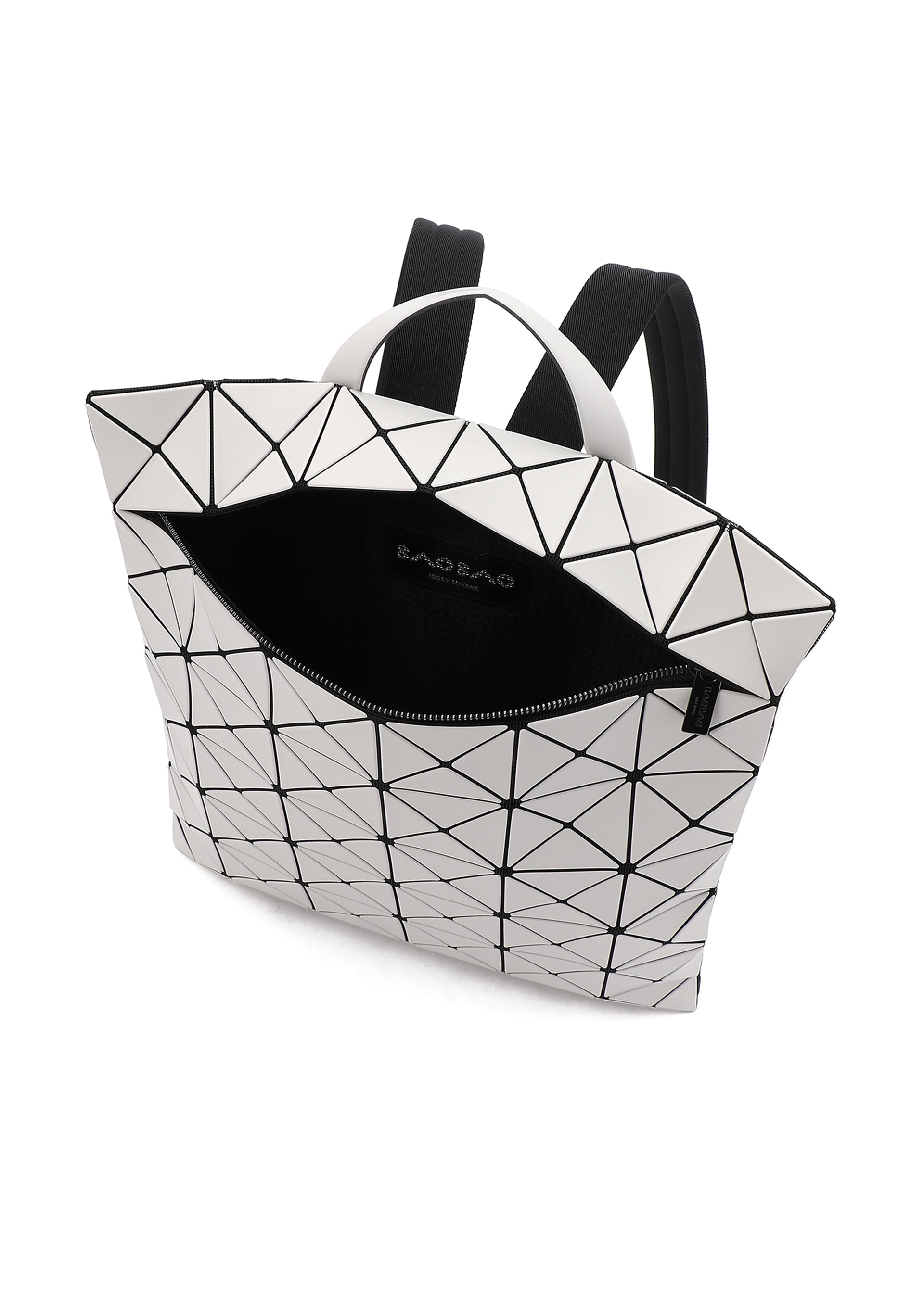 A detail shot of the BAO BAO ISSEY MIYAKE FLAT PACK backpack.