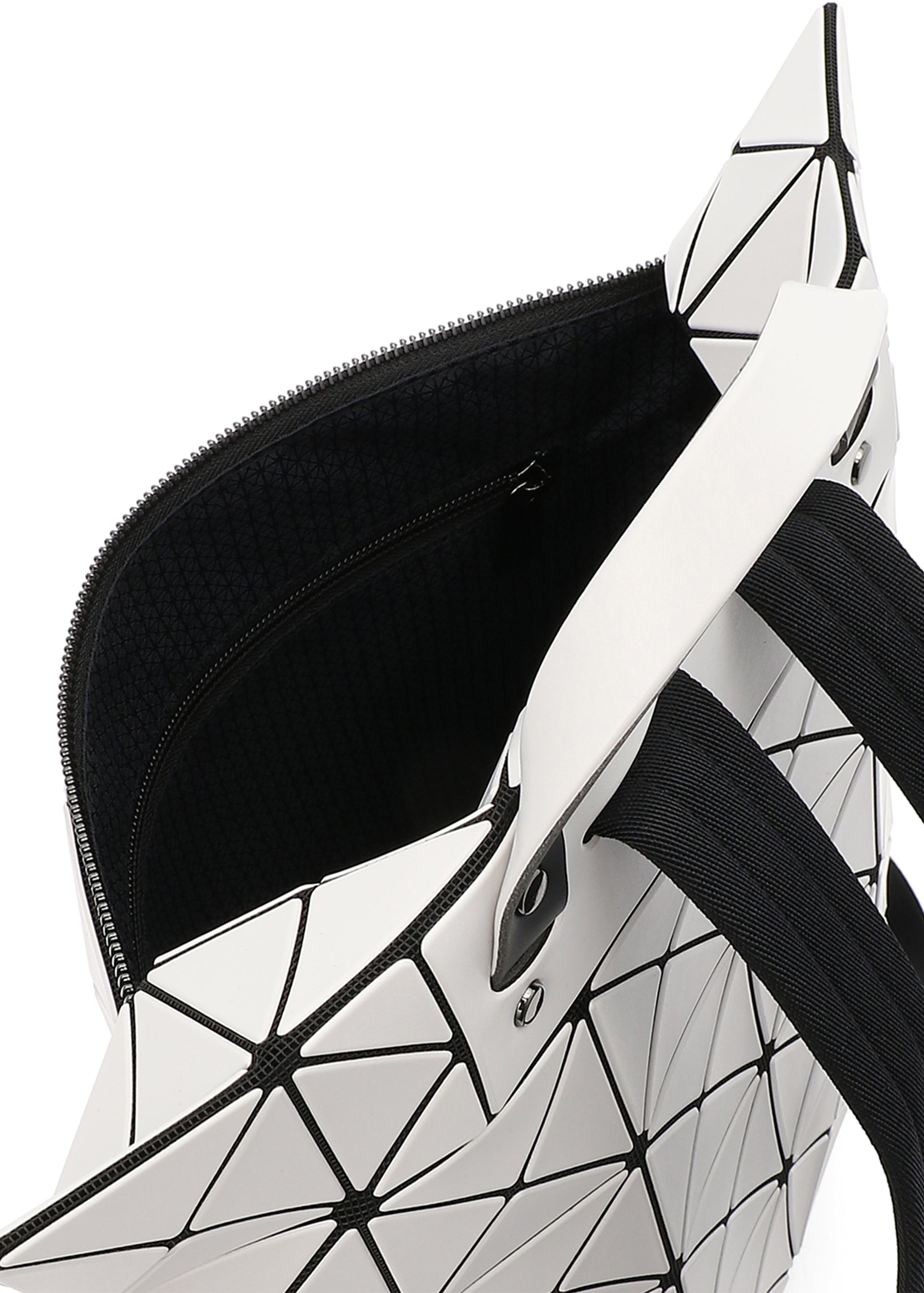 A detail shot of the BAO BAO ISSEY MIYAKE FLAT PACK backpack.