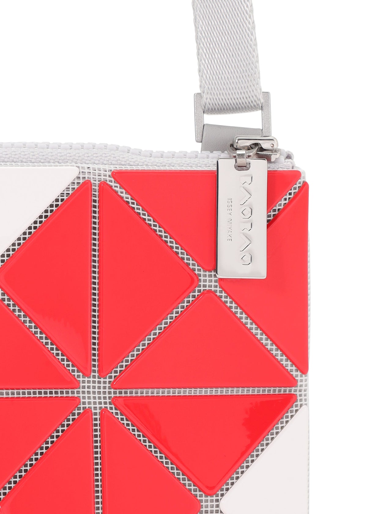 A detail shot of the BAO BAO ISSEY MIYAKE SIGN shoulder bag.
