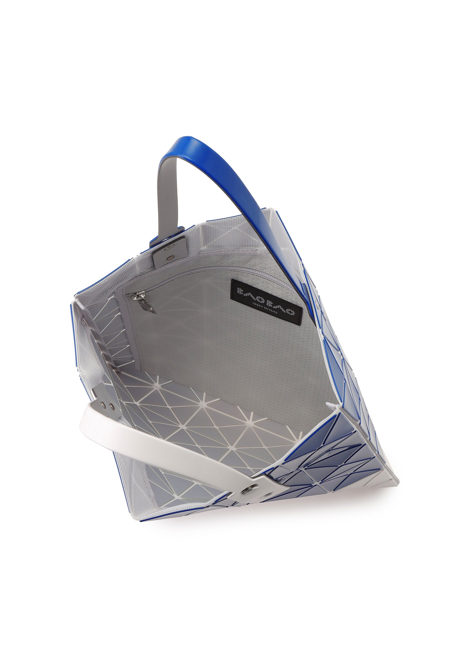 A detail shot of the BAO BAO ISSEY MIYAKE SIGN tote.