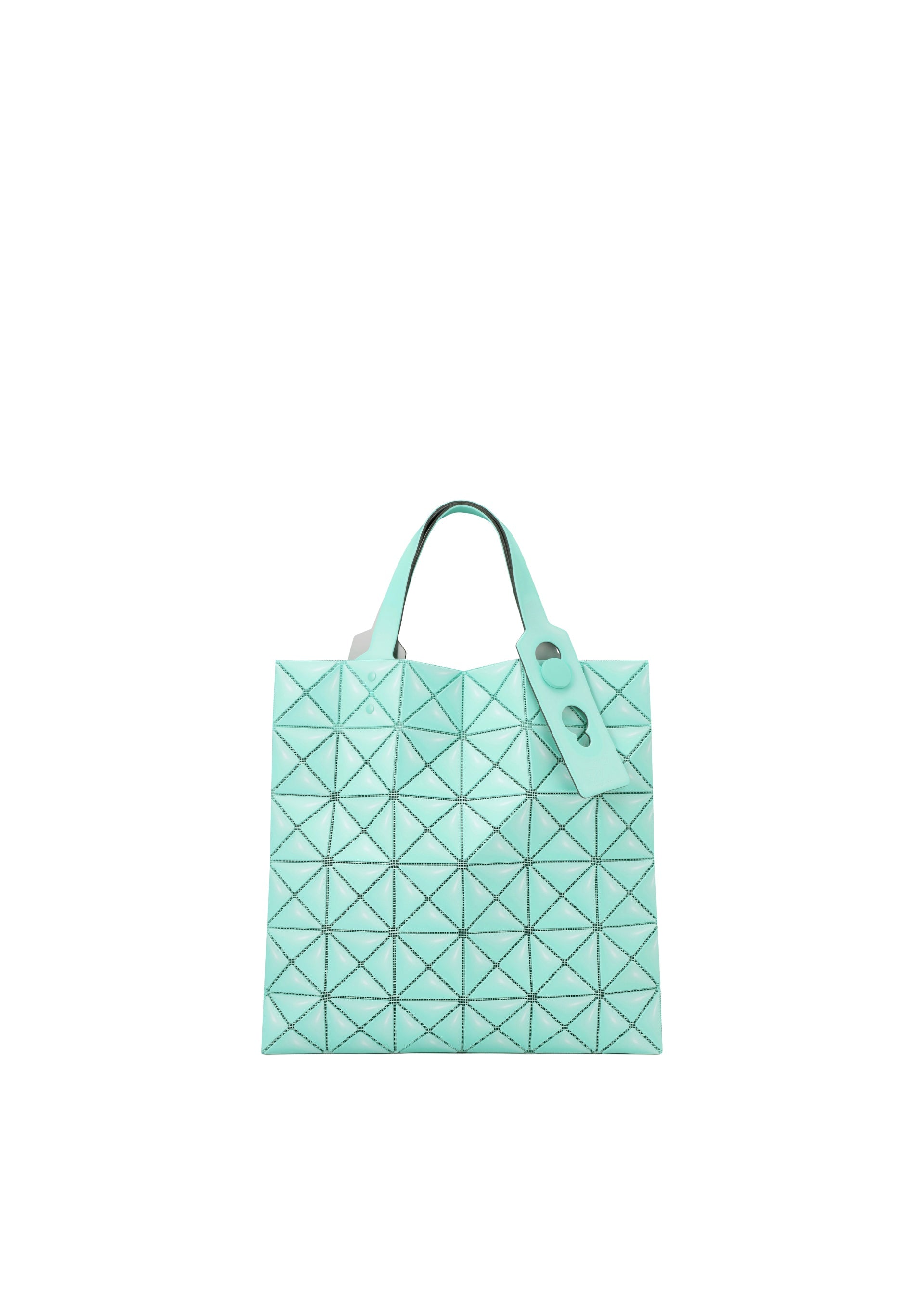 A product shot of the BAO BAO ISSEY MIYAKE MINIATURE tote in mint green.