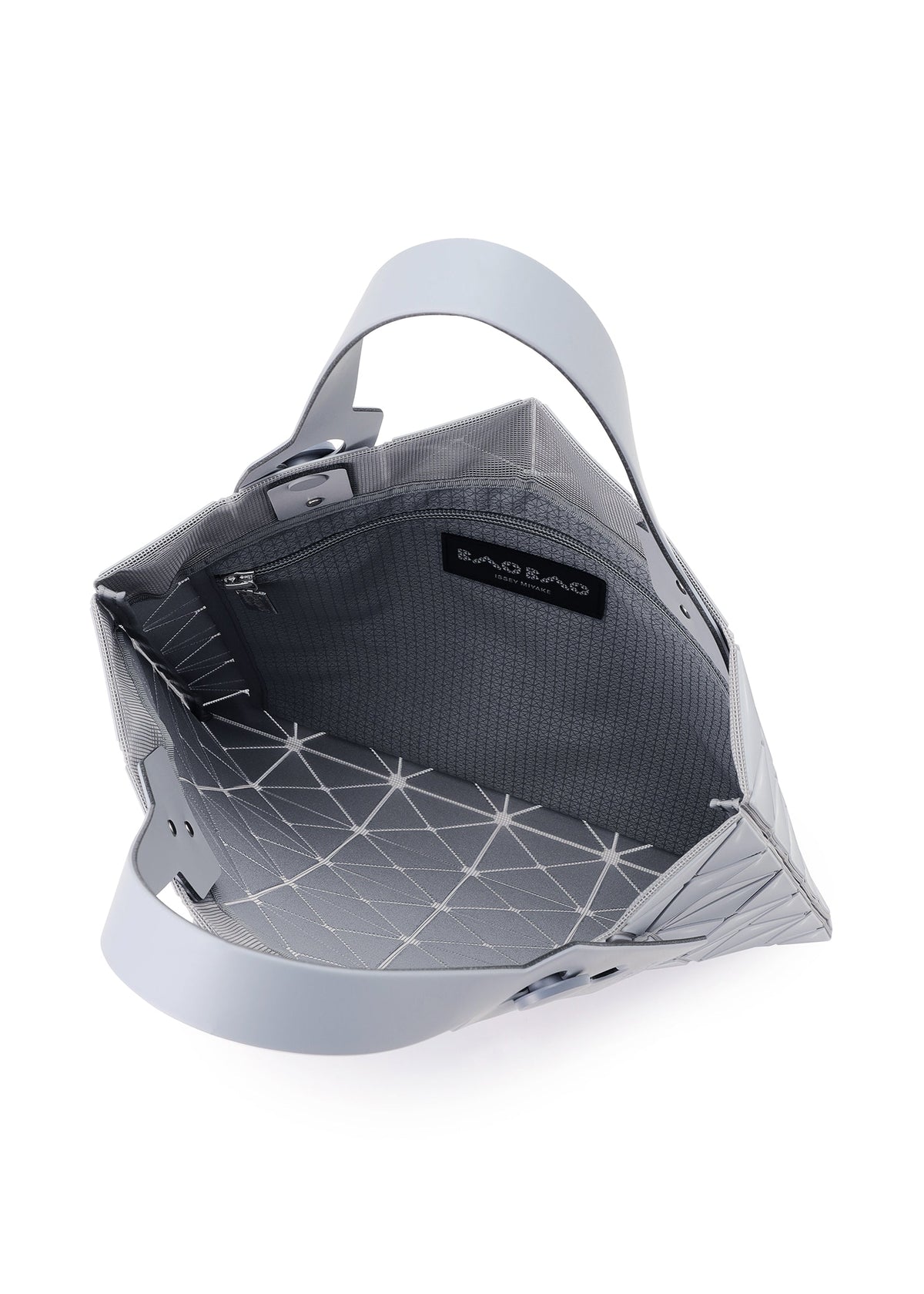 A detail shot of the BAO BAO ISSEY MIYAKE MINIATURE tote.