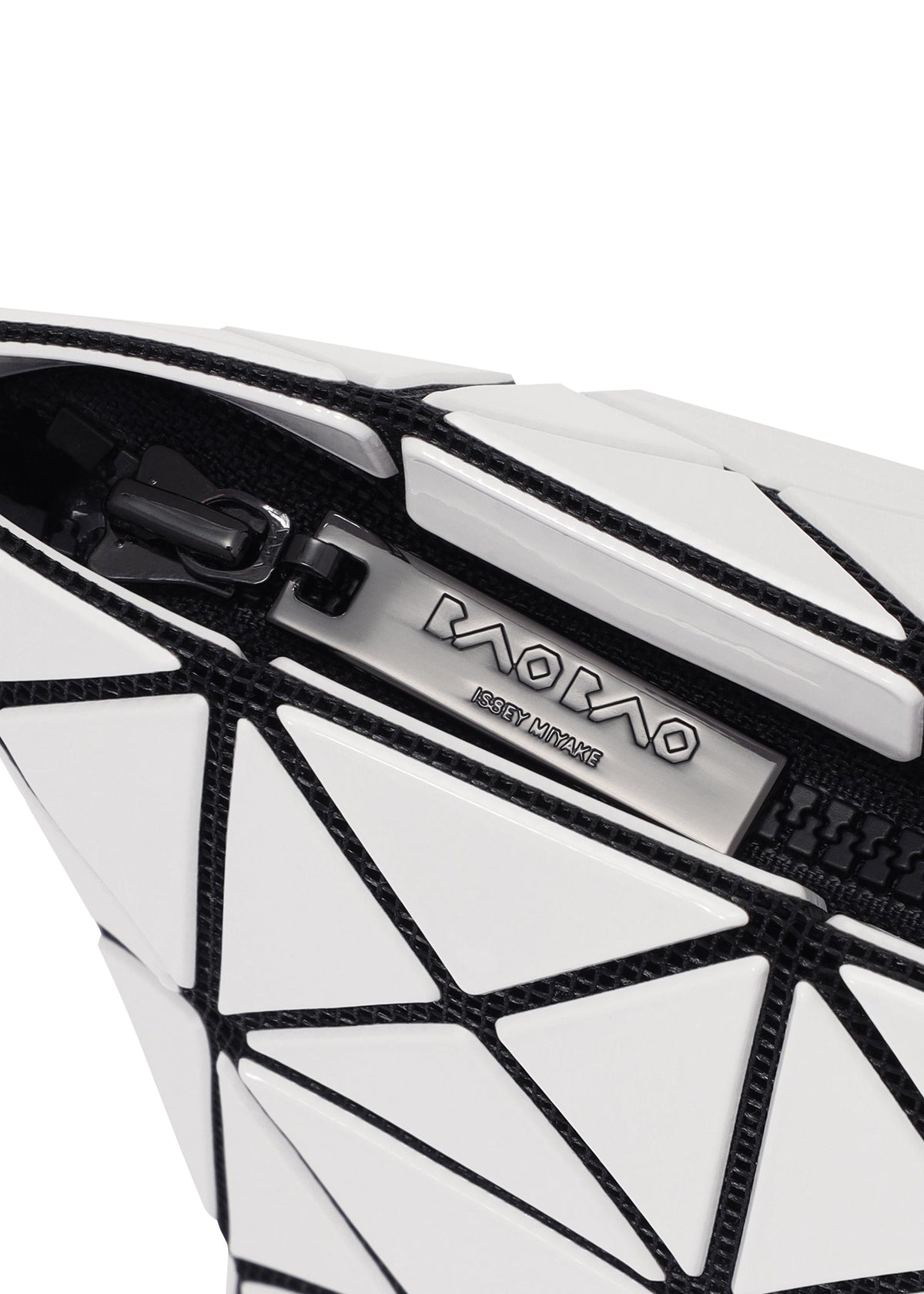 A detail shot of the BAO BAO ISSEY MIYAKE PRISM pouch.