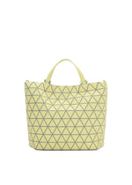 A product shot of the BAO BAO ISSEY MIYAKE CRYSTAL MATTE handbag in lime yellow.