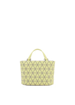 A product shot of the BAO BAO ISSEY MIYAKE CRYSTAL MATTE handbag in lime yellow.