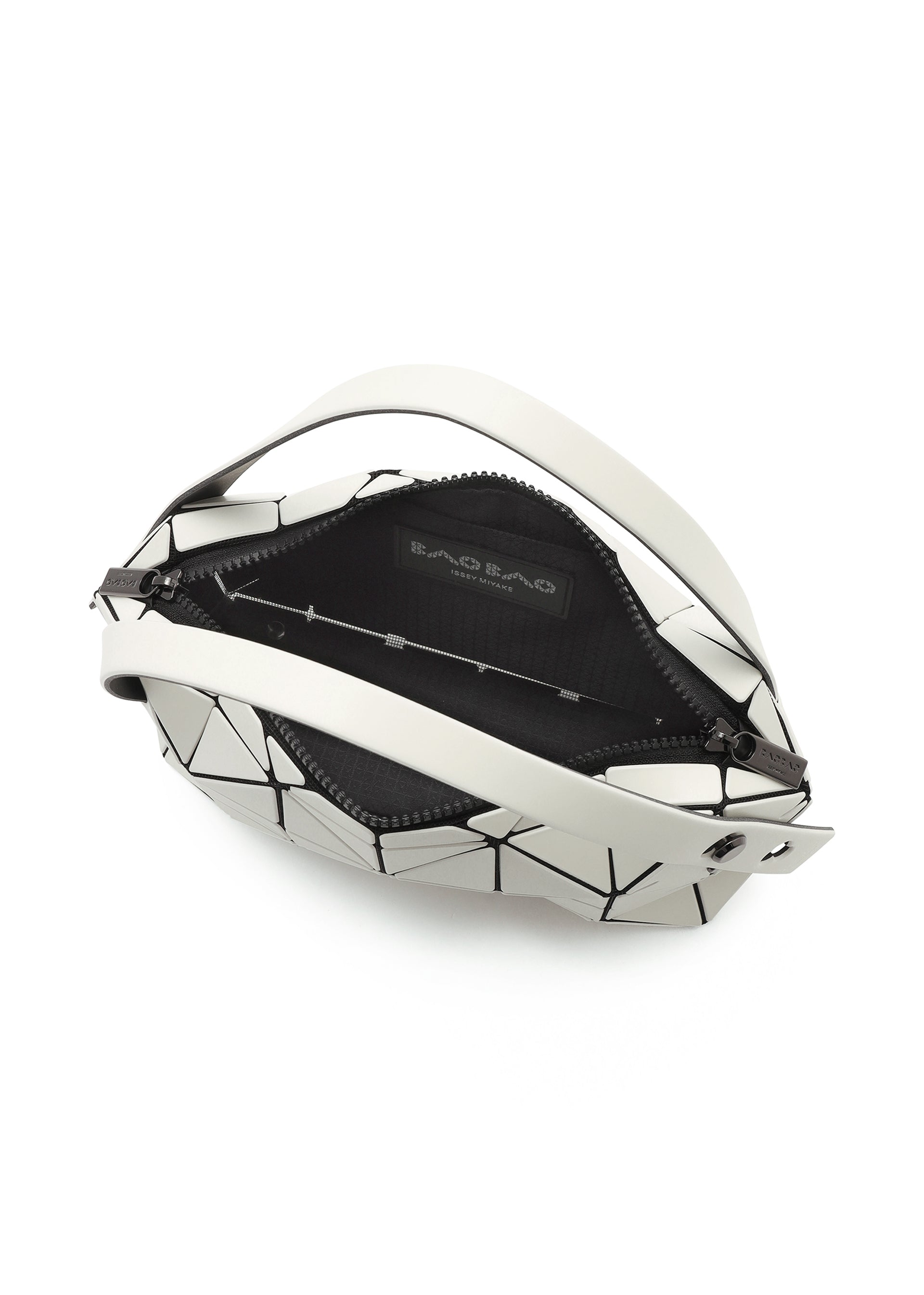 A detail shot of the BAO BAO ISSEY MIYAKE BOSTON handbag.