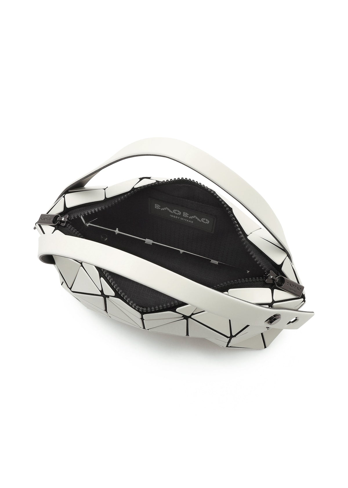 A detail shot of the BAO BAO ISSEY MIYAKE BOSTON handbag.
