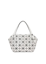 A product shot of the BAO BAO ISSEY MIYAKE BOSTON handbag in off white.