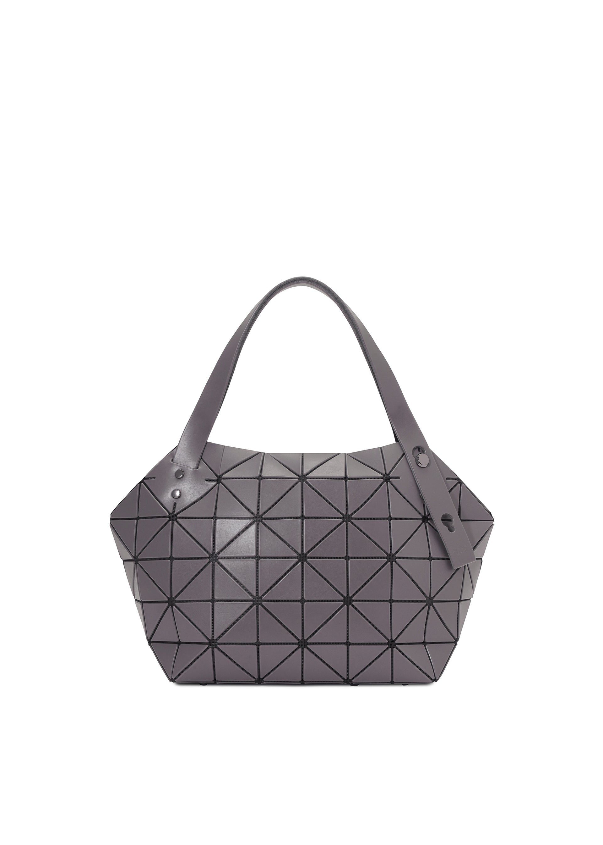 A product shot of the BAO BAO ISSEY MIYAKE BOSTON handbag in charcoal gray.