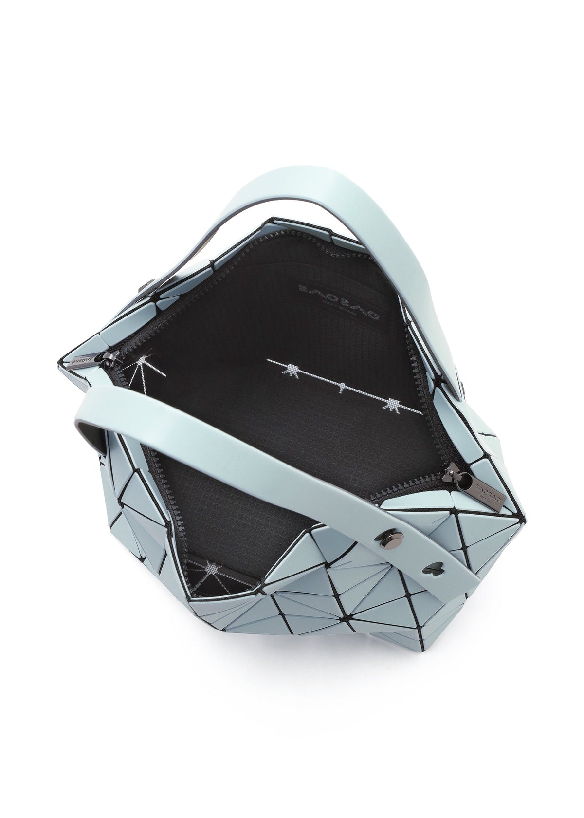 A detail shot of the BAO BAO ISSEY MIYAKE BOSTON handbag.