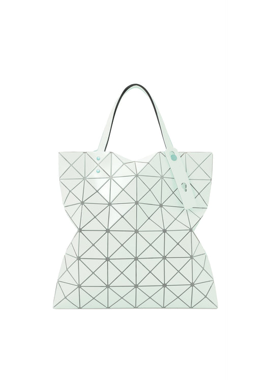 A product shot of the BAO BAO ISSEY MIYAKE LUCENT ONE-TONE tote in green white.