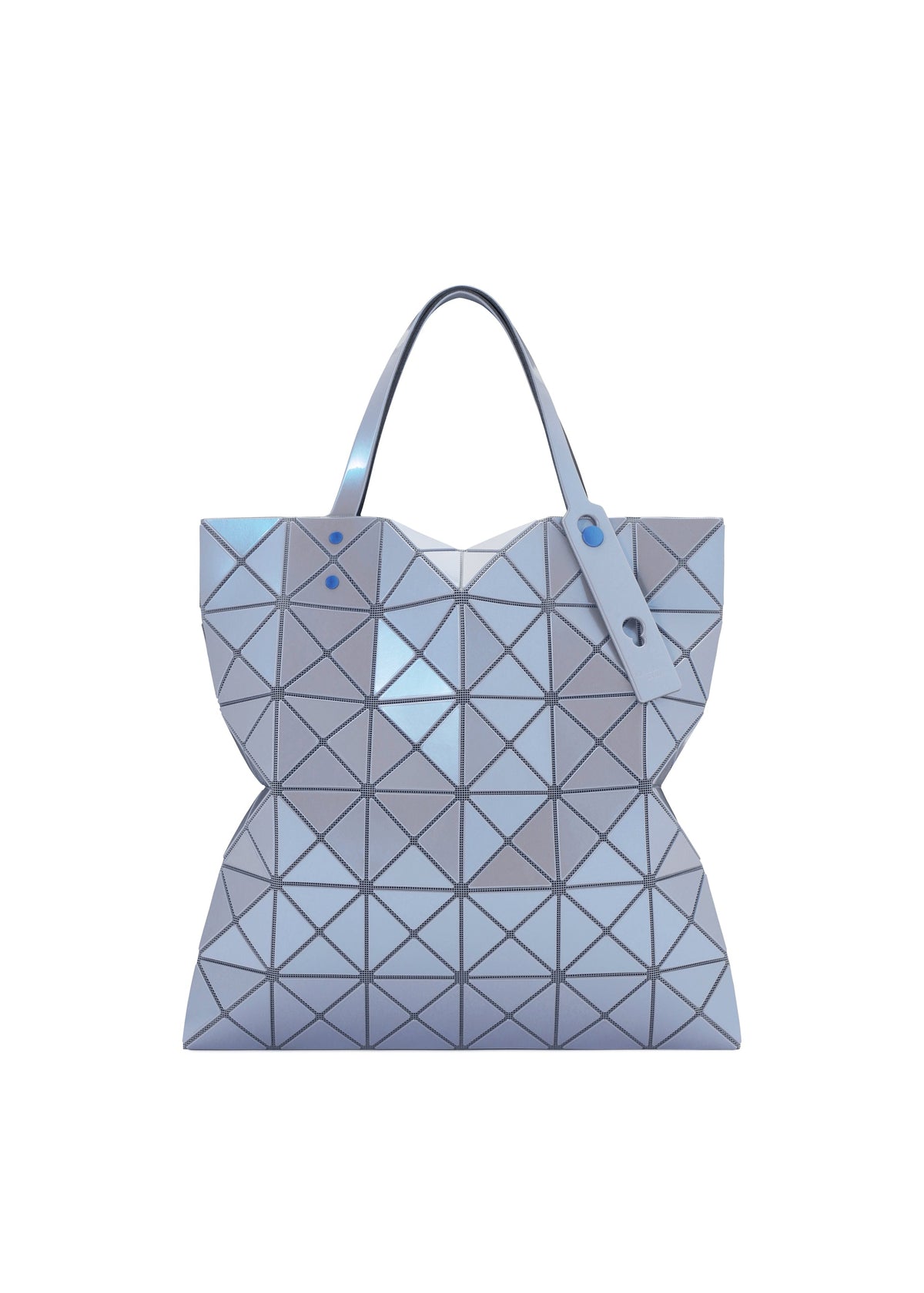 A product shot of the BAO BAO ISSEY MIYAKE LUCENT ONE-TONE tote in blue gray.