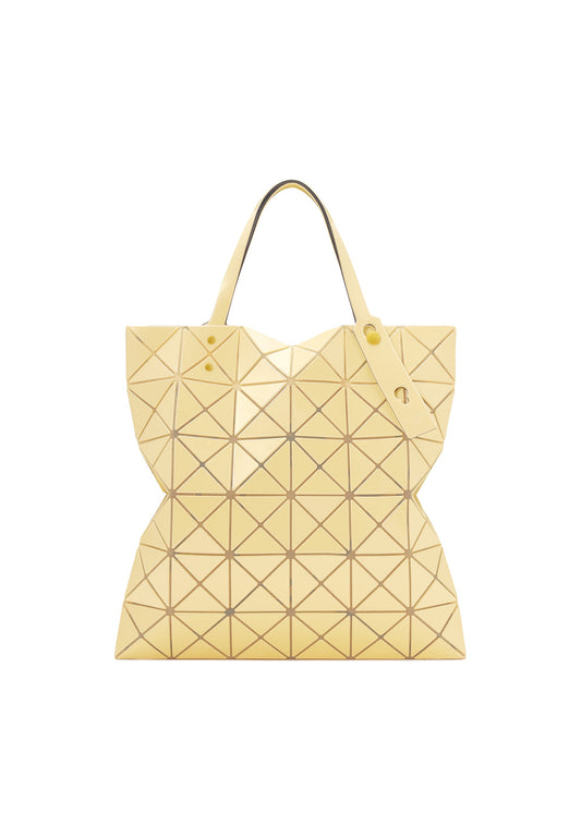 A product shot of the BAO BAO ISSEY MIYAKE LUCENT ONE-TONE tote in sunlight yellow.