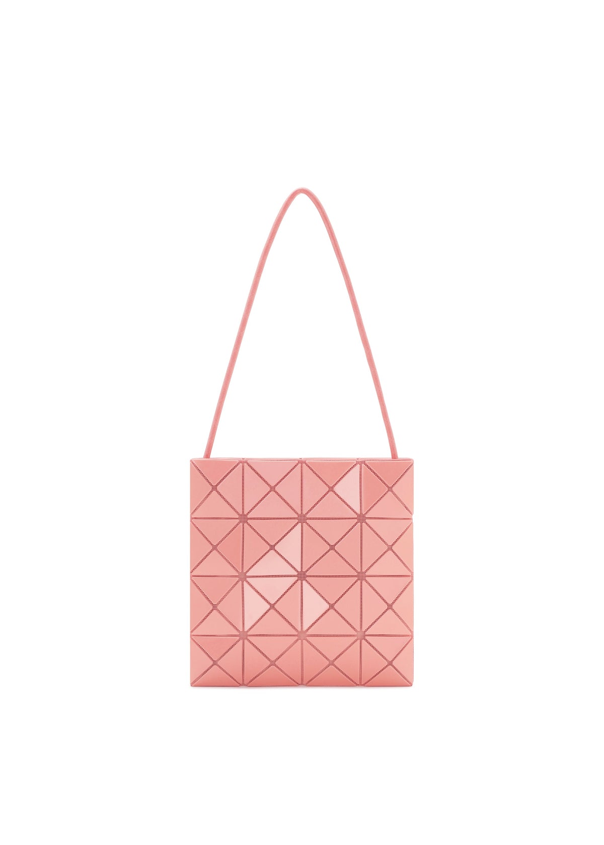 A product shot of the BAO BAO ISSEY MIYAKE LUCENT ONE-TONE shoulder bag in sunset coral.