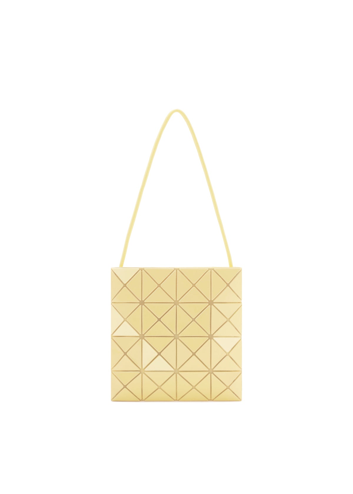 A product shot of the BAO BAO ISSEY MIYAKE LUCENT ONE-TONE shoulder bag in sunlight yellow.