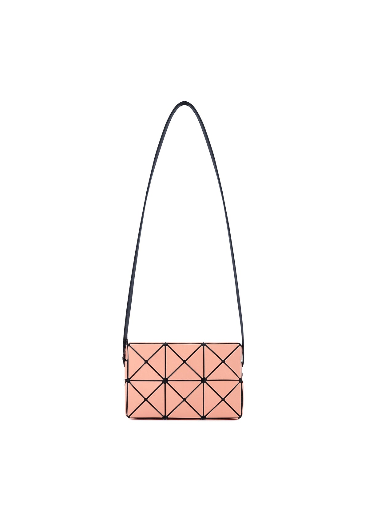 A product shot of the BAO BAO ISSEY MIYAKE CUBOID shoulder bag in coral orange.