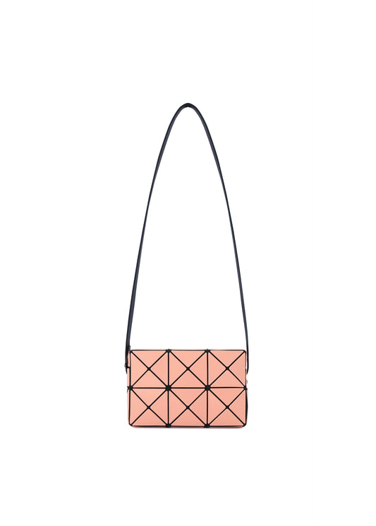 A product shot of the BAO BAO ISSEY MIYAKE CUBOID shoulder bag in coral orange.