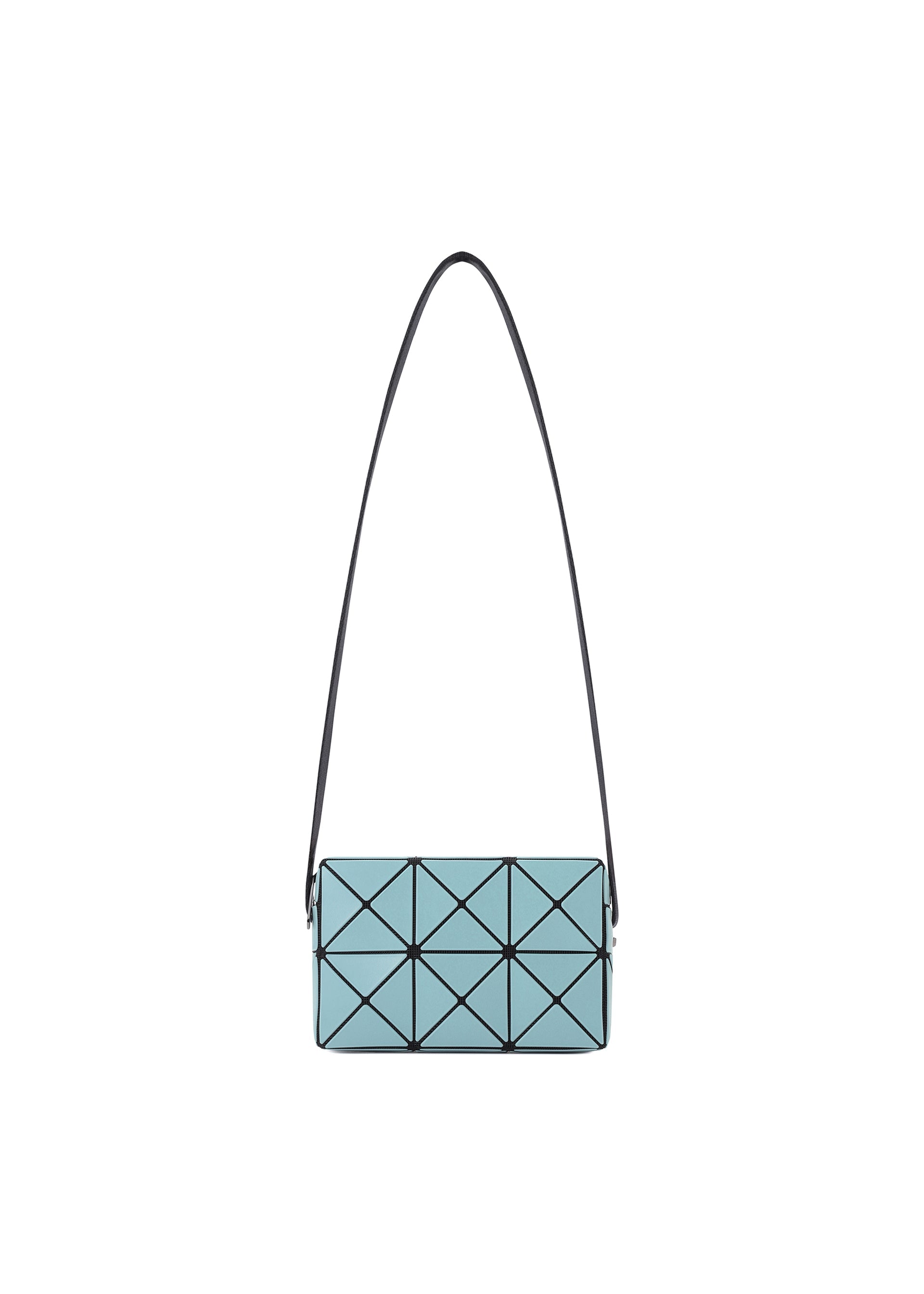 A product shot of the BAO BAO ISSEY MIYAKE CUBOID shoulder bag in aqua green.