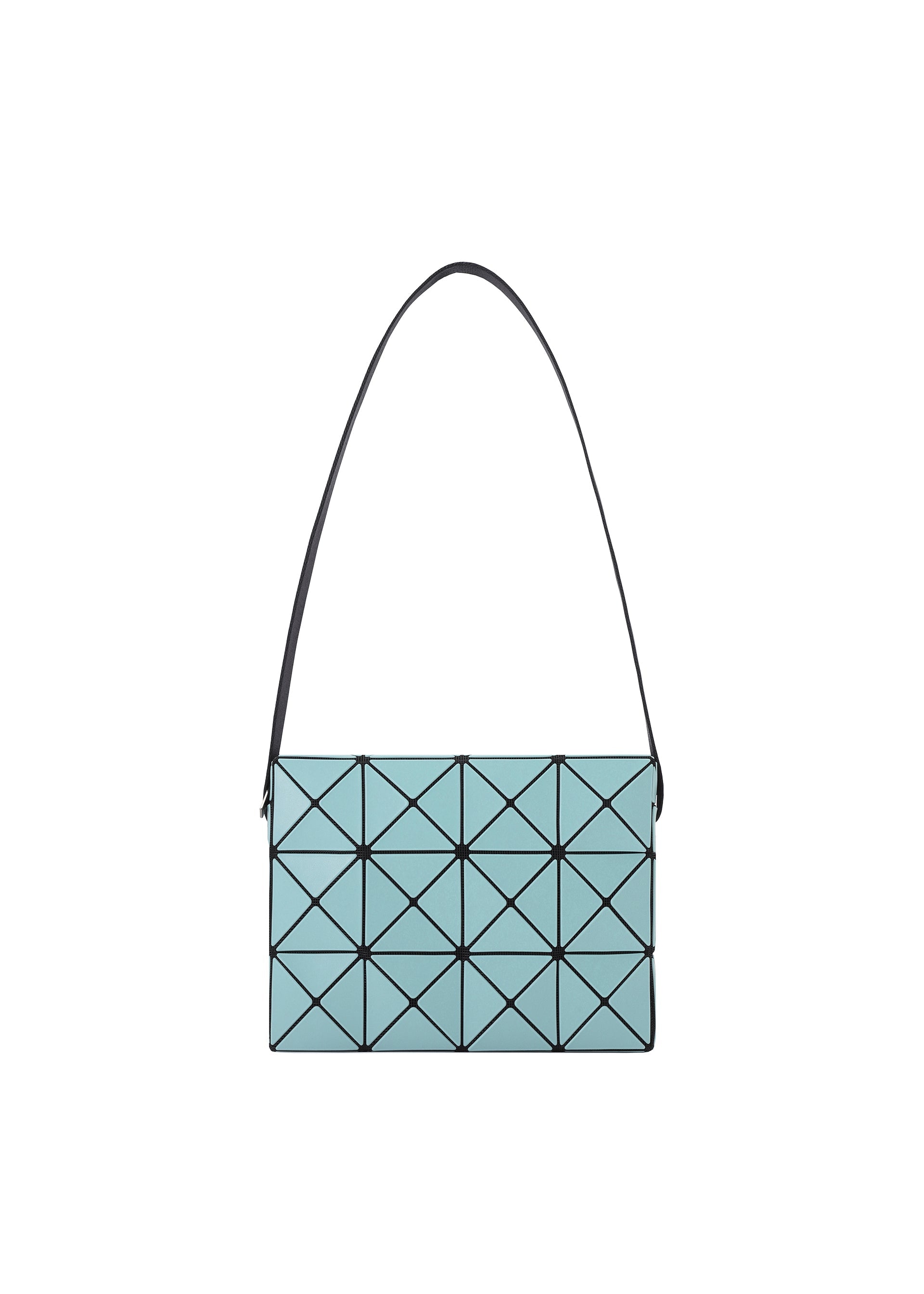 A product shot of the BAO BAO ISSEY MIYAKE CUBOID shoulder bag in aqua green.