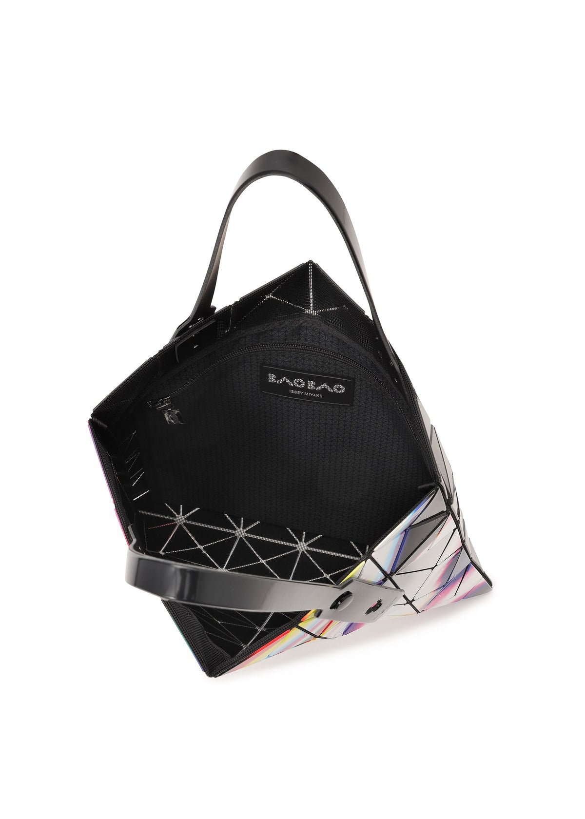 A detail shot of the BAO BAO ISSEY MIYAKE WARP tote.