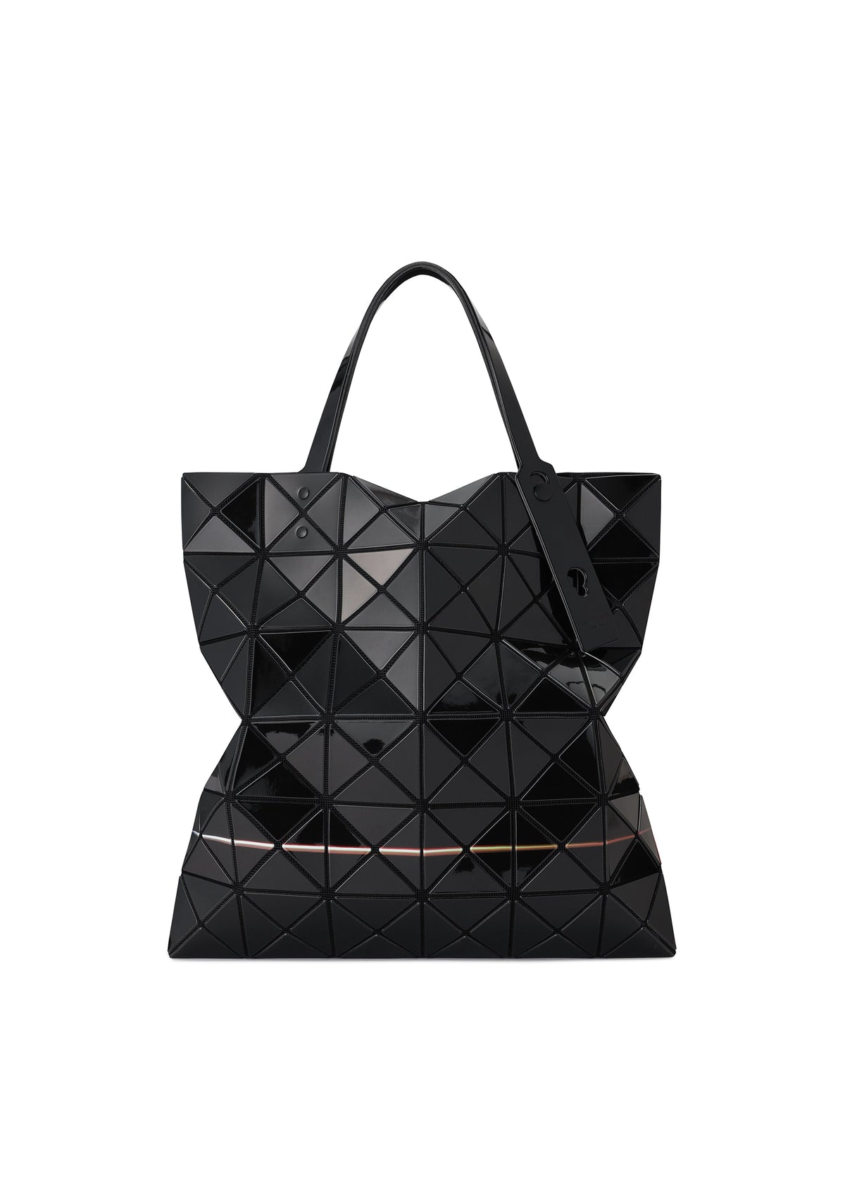 A detail shot of the BAO BAO ISSEY MIYAKE WARP tote.