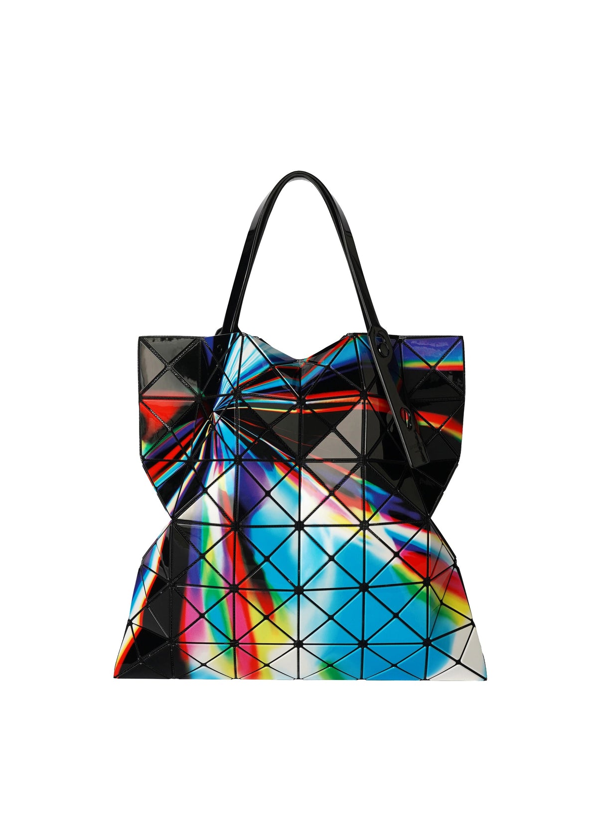 A product shot of the BAO BAO ISSEY MIYAKE WARP tote in blue mix.