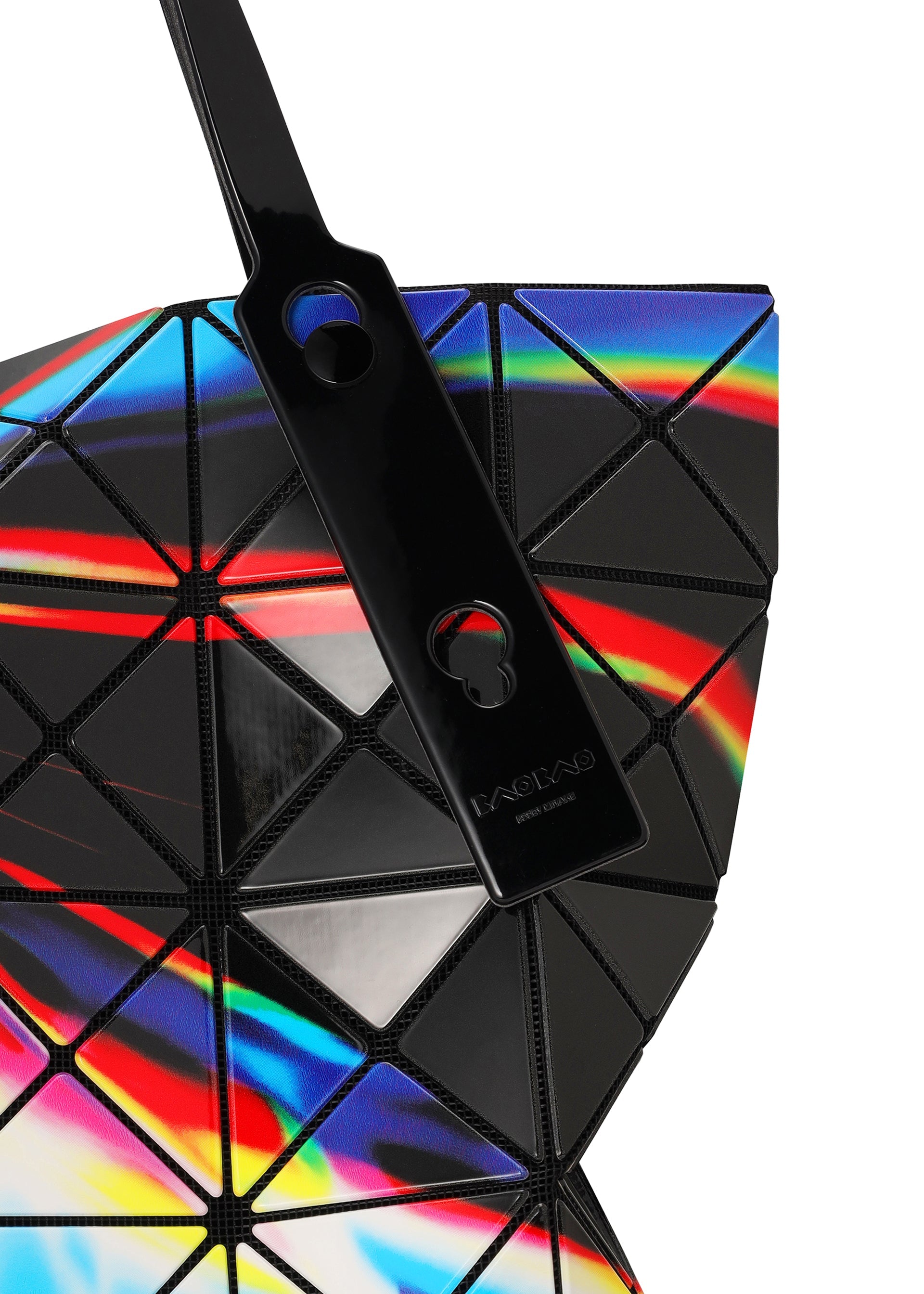 A detail shot of the BAO BAO ISSEY MIYAKE WARP tote.