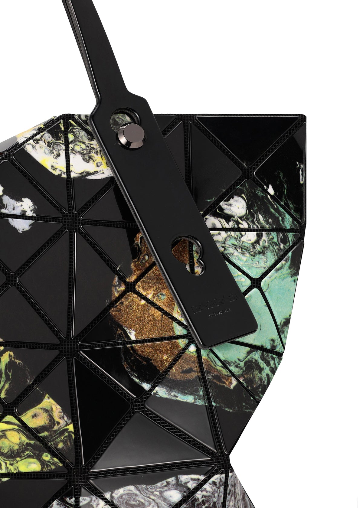 A detail shot of the BAO BAO ISSEY MIYAKE COSMIC tote.