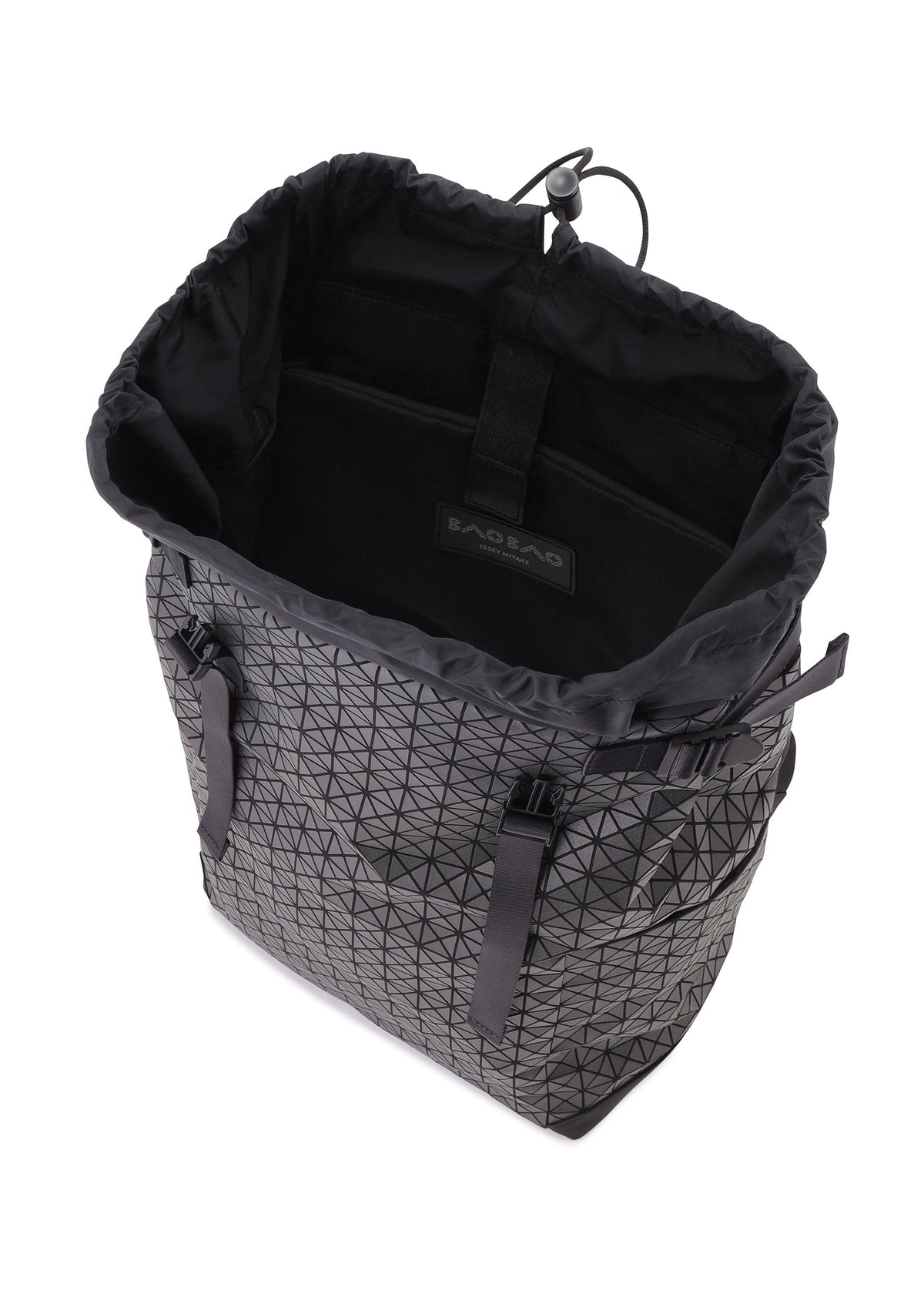 A detail shot of the BAO BAO ISSEY MIYAKE HIKER backpack.