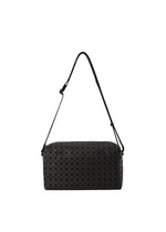 A product shot of the BAO BAO ISSEY MIYAKE SADDLE BAG shoulder bag in matte black.