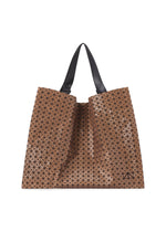 A product shot of the BAO BAO ISSEY MIYAKE CART REFLECTOR tote in copper brown.