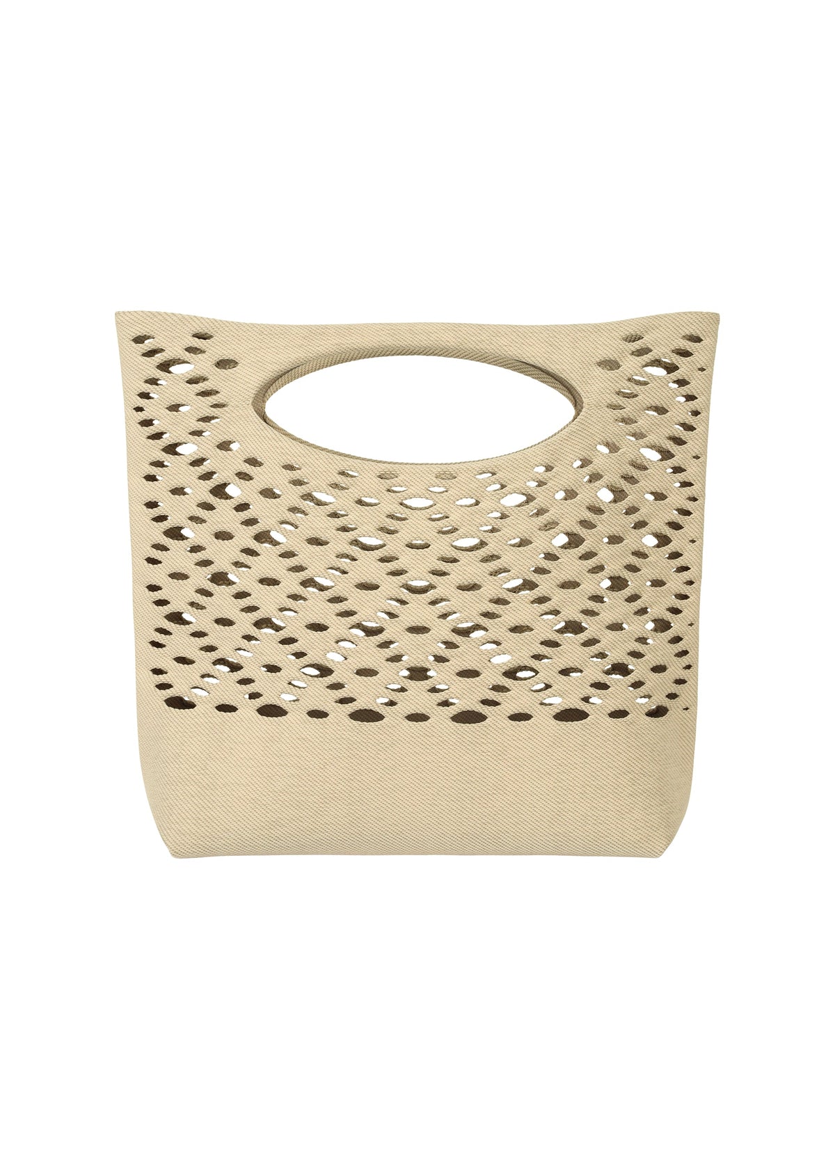 A product shot of the GOOD GOODS ISSEY MIYAKE MOKKO BASKET bag in cream x dark beige (46).