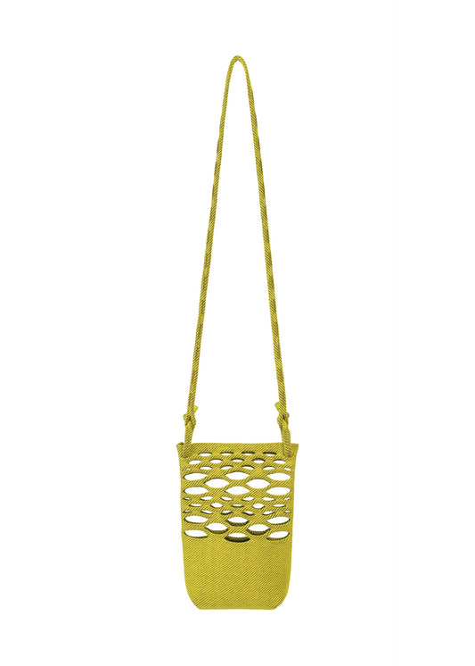 A product shot of the GOOD GOODS ISSEY MIYAKE MOKKO BASKET bag in bamboo green x olive green (68).