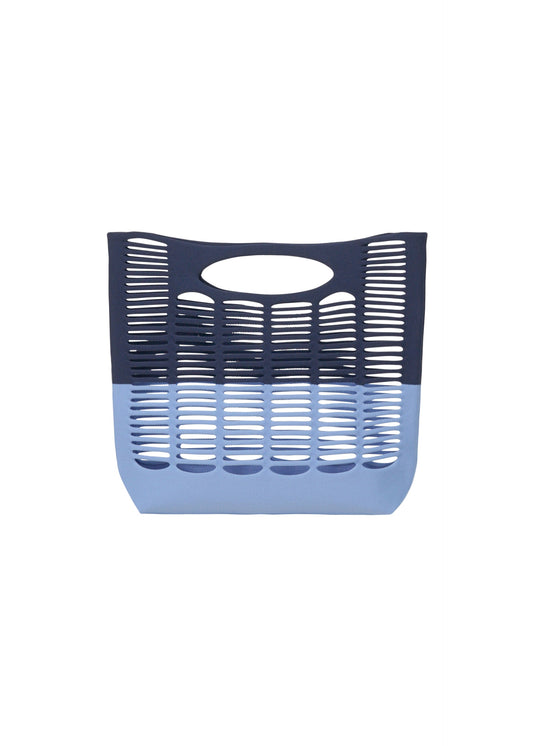 A product shot of the GOOD GOODS ISSEY MIYAKE MOKKO BI COLOR bag in navy x steel blue.