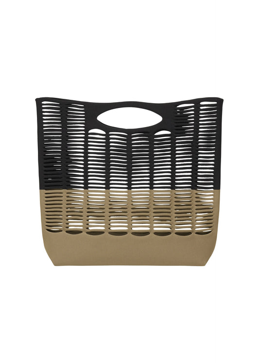 A product shot of the GOOD GOODS ISSEY MIYAKE MOKKO BI COLOR bag in black x khaki.