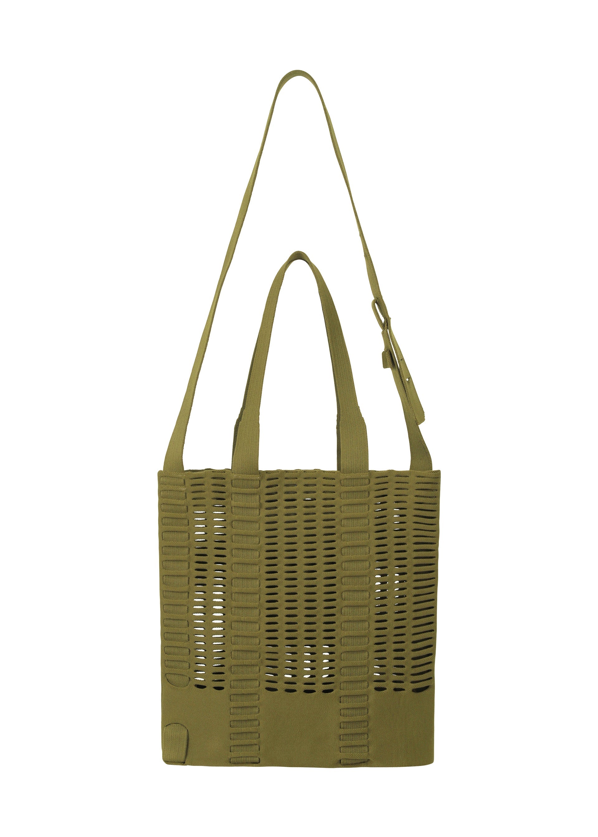 A detail shot of the GOOD GOODS ISSEY MIYAKE MOKKO MONO bag.