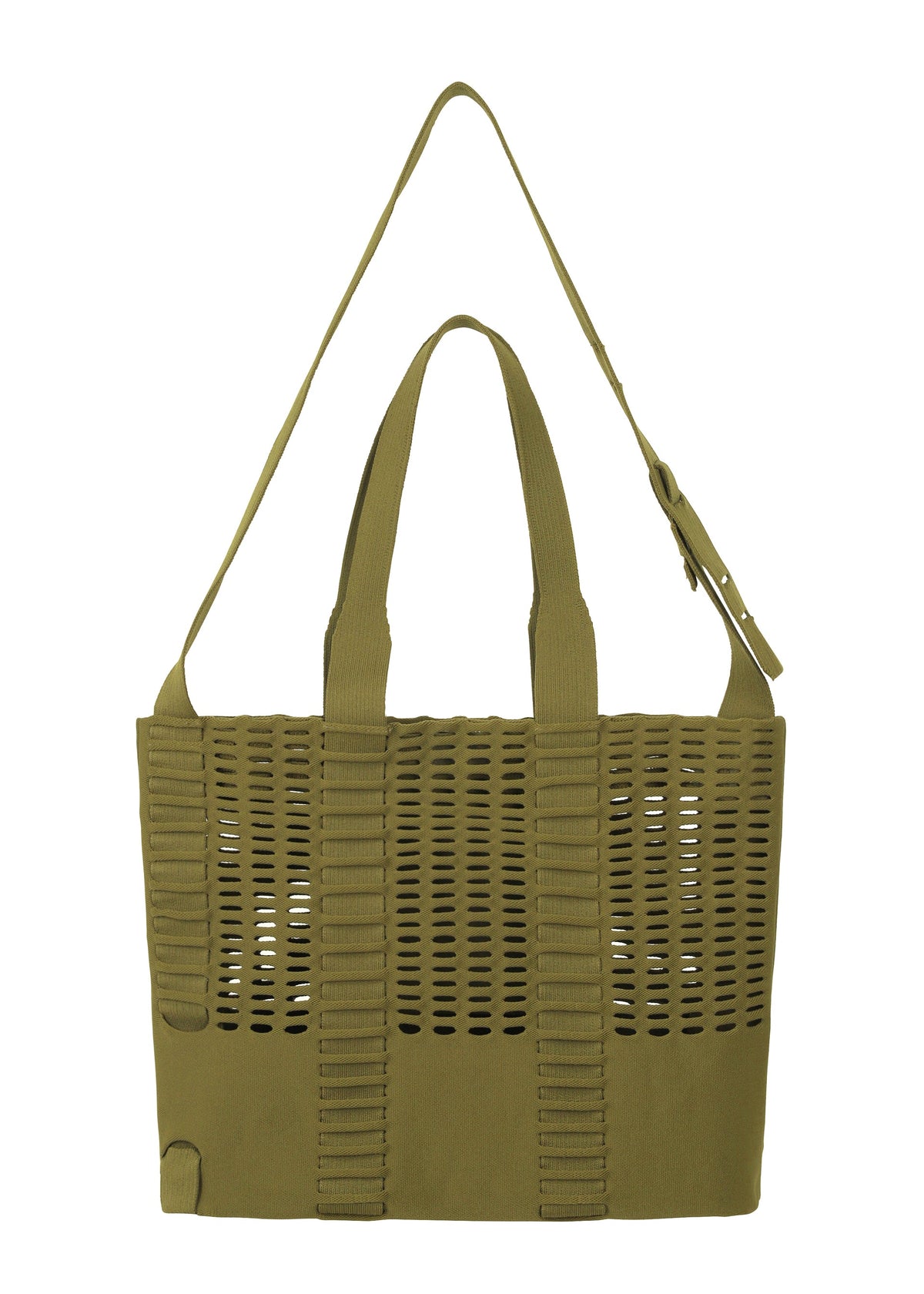 A detail shot of the GOOD GOODS ISSEY MIYAKE MOKKO MONO bag.
