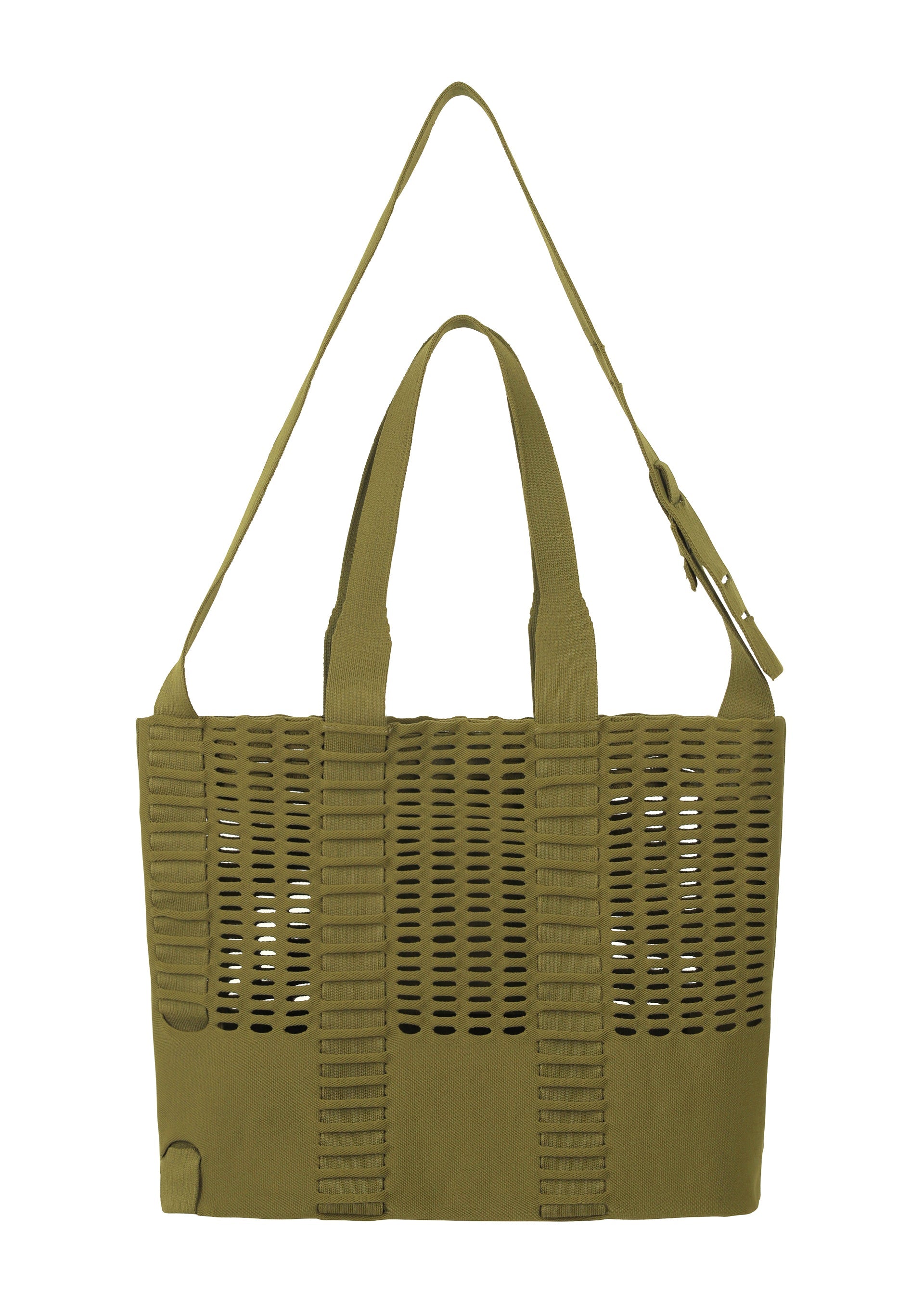 A detail shot of the GOOD GOODS ISSEY MIYAKE MOKKO MONO bag.