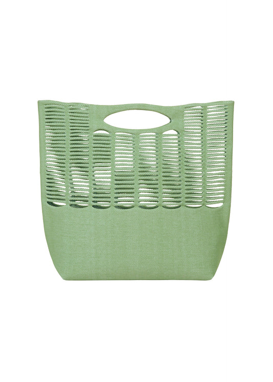 A product shot of the GOOD GOODS ISSEY MIYAKE MOKKO TWILL bag in celadon green x powder blue (63).